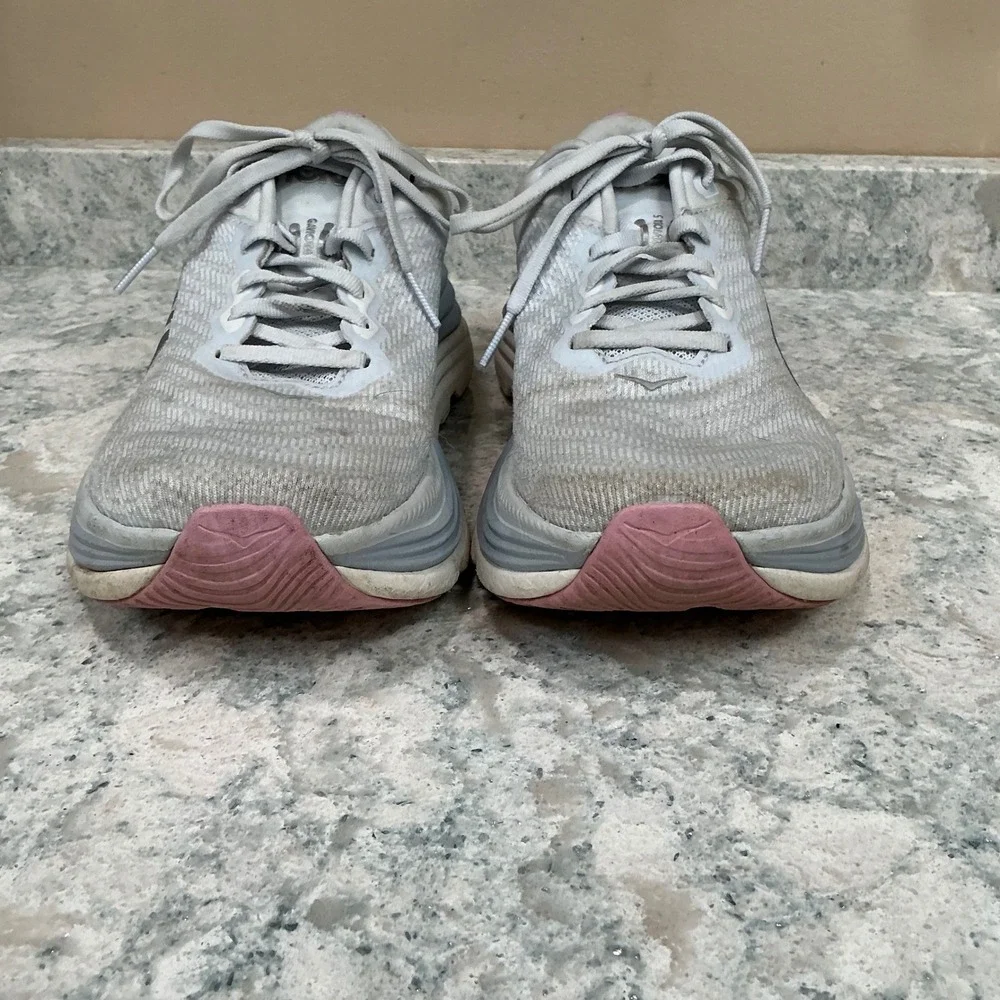 Hoka Running Shoes Gaviota 5 Size 8 Silver Pink Stability Sneakers 1134235